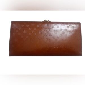 Lanvin Paris Brown Embossed Kiss Lock Wallet